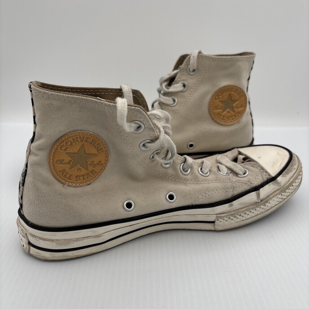 Women's Converse High Tops Beige Leopard Panel 7.5